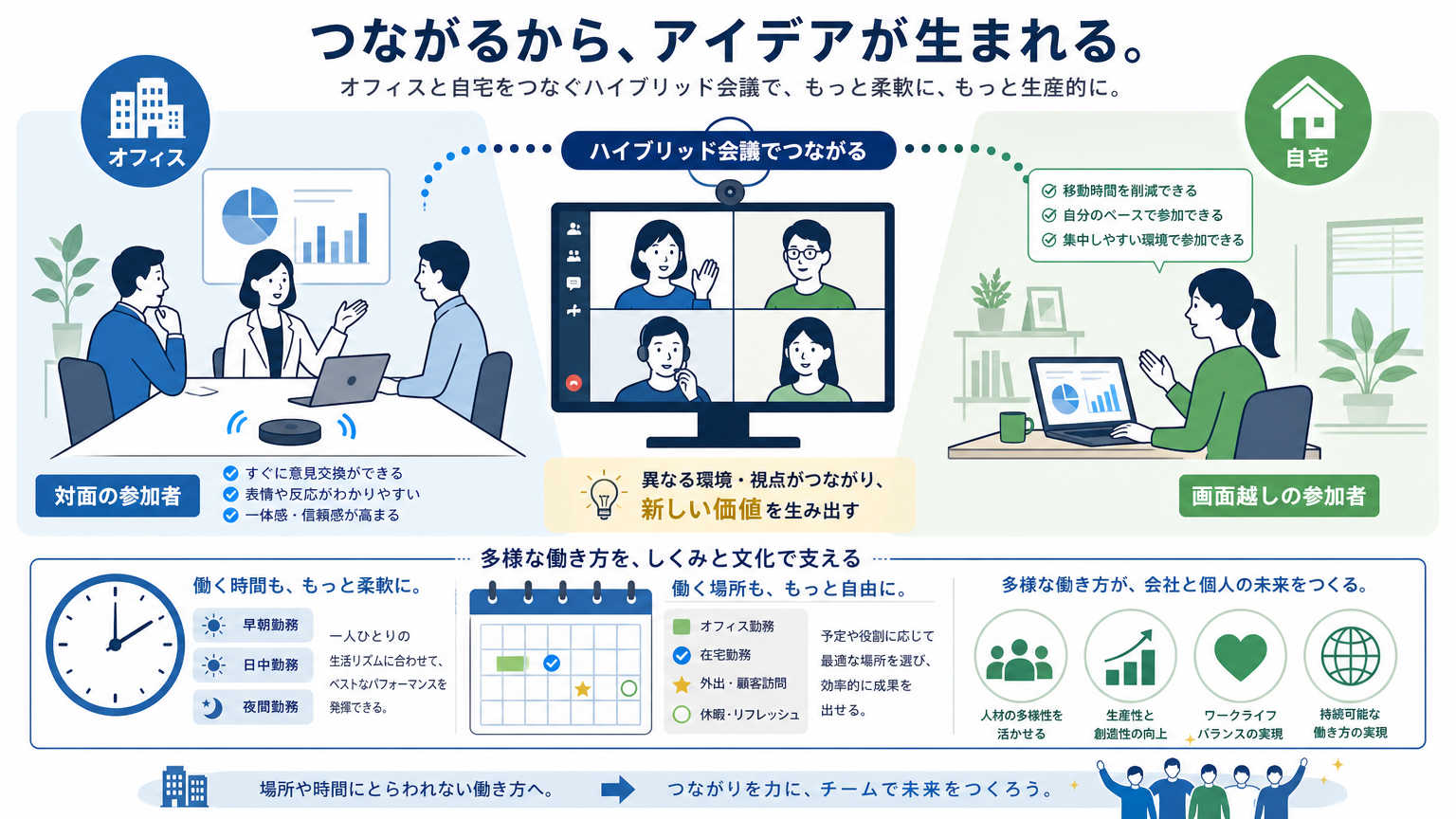 ハイブリッドワーク導入による働き方の変化